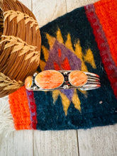 Load image into Gallery viewer, Navajo Sterling Silver &amp; Orange Spiny Oyster Cuff Bracelet