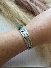 Load image into Gallery viewer, Beautiful Navajo Sterling Sonoran Mountain Turquoise Bracelet Cuff Signed