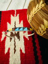 Load image into Gallery viewer, Zuni Sterling Silver &amp; Multi Stone Inlay Cuff Bracelet