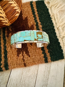 Navajo Number 8 Turquoise & Sterling Silver Inlay Cuff Bracelet