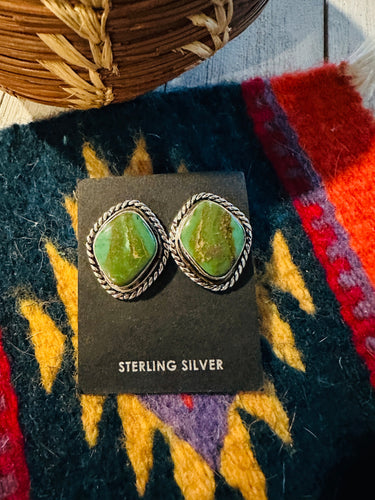 *AUTHENTIC* Navajo Green Turquoise and Sterling Silver Post Earrings
