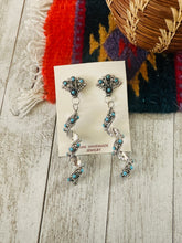 Load image into Gallery viewer, Zuni Sterling Silver &amp; Turquoise Spiral Dangle Earrings