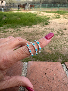 Handmade Sterling Silver Turquoise and CZ Eternity Band