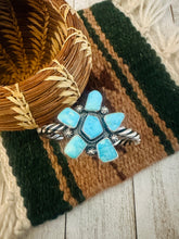 Load image into Gallery viewer, Navajo Kingman Turquoise &amp; Sterling Silver Cluster Cuff Bracelet