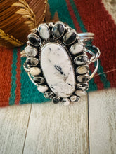 Load image into Gallery viewer, Navajo White Buffalo &amp; Sterling Silver Cluster Cuff Bracelet