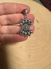 Load image into Gallery viewer, Handmade Sterling Silver Ball Pendant Floral Signed Nizhoni