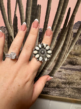 Load image into Gallery viewer, Beautiful Handmade White Buffalo And Sterling Silver Adjustable Cluster Ring