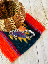 Load image into Gallery viewer, Navajo Twisted Sterling Silver &amp; Orange Spiny Cuff Bracelet