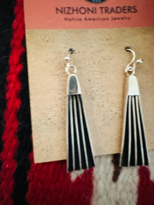 Navajo Hand Stamped Beth Dutton Sterling Silver Dangle Earrings