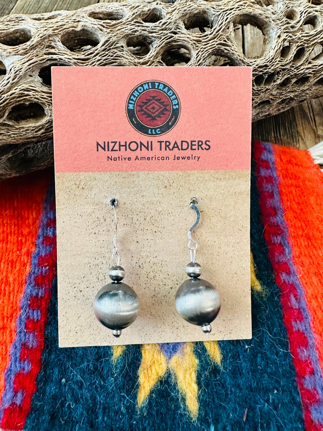 Navajo Sterling Silver Pearl Beaded Dangle Earrings