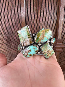 The Royston QUEEN Navajo Royston Turquoise & Sterling Silver Statement Cuff Bracelet Signed