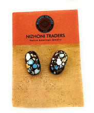 Load image into Gallery viewer, *Authentic* Navajo Golden Hills Turquoise &amp; Sterling Silver Post Earrings