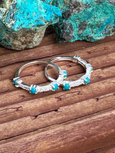 Load image into Gallery viewer, Handmade Sterling Silver Turquoise and CZ Eternity Band