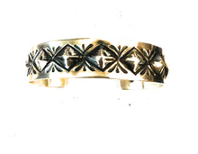 Load image into Gallery viewer, Navajo Hand Stamped Sterling Silver Cuff Bracelet By Elvira Bill