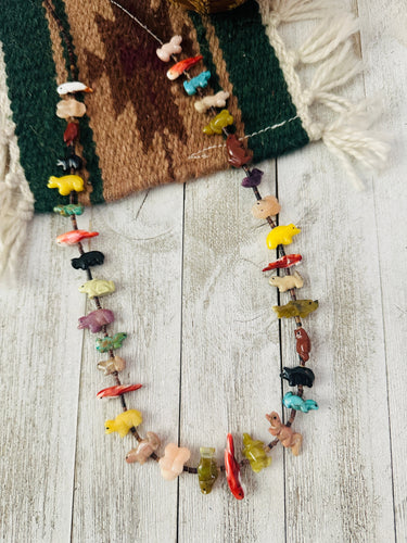 Zuni Multi Stone & Heishi Beaded Fetish Necklace