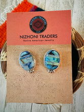 Load image into Gallery viewer, Navajo Spiderweb Opal &amp; Sterling Silver Inlay Post Earrings