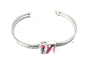 Navajo Sterling Silver & Pink Dream Mojave Cuff Bracelet