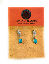 Load image into Gallery viewer, Navajo Turquoise &amp; Sterling Silver Flower Dangle Earrings