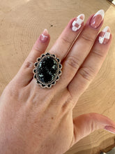 Load image into Gallery viewer, Beautiful Handmade New Lander Turquoise And Sterling Silver Adjustable Statement Ring