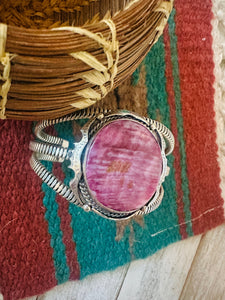 Navajo Sterling Silver & Purple Spiny Cuff Bracelet