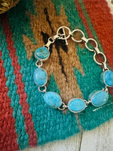 Load image into Gallery viewer, Navajo Turquoise &amp; Sterling Silver Link Bracelet