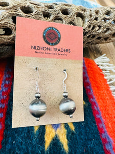 Navajo Sterling Silver Pearl Beaded Dangle Earrings