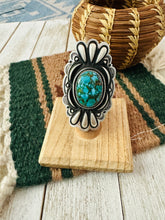 Load image into Gallery viewer, Navajo Turquoise &amp; Sterling Silver Adjustable Concho Ring by Leander Tahe