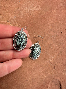 Handmade New Lander Turquoise and Sterling Silver Dangles 1