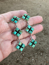 Load image into Gallery viewer, Handmade Royston Turquoise and Sterling Silver Post Dangle Earrings