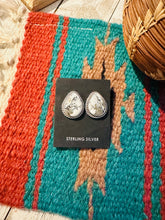 Load image into Gallery viewer, SALE *AUTHENTIC* Navajo White Buffalo and Sterling Silver Teardrop Post Earrings