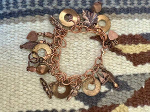 Vintage Handmade Copper Charm Bracelet