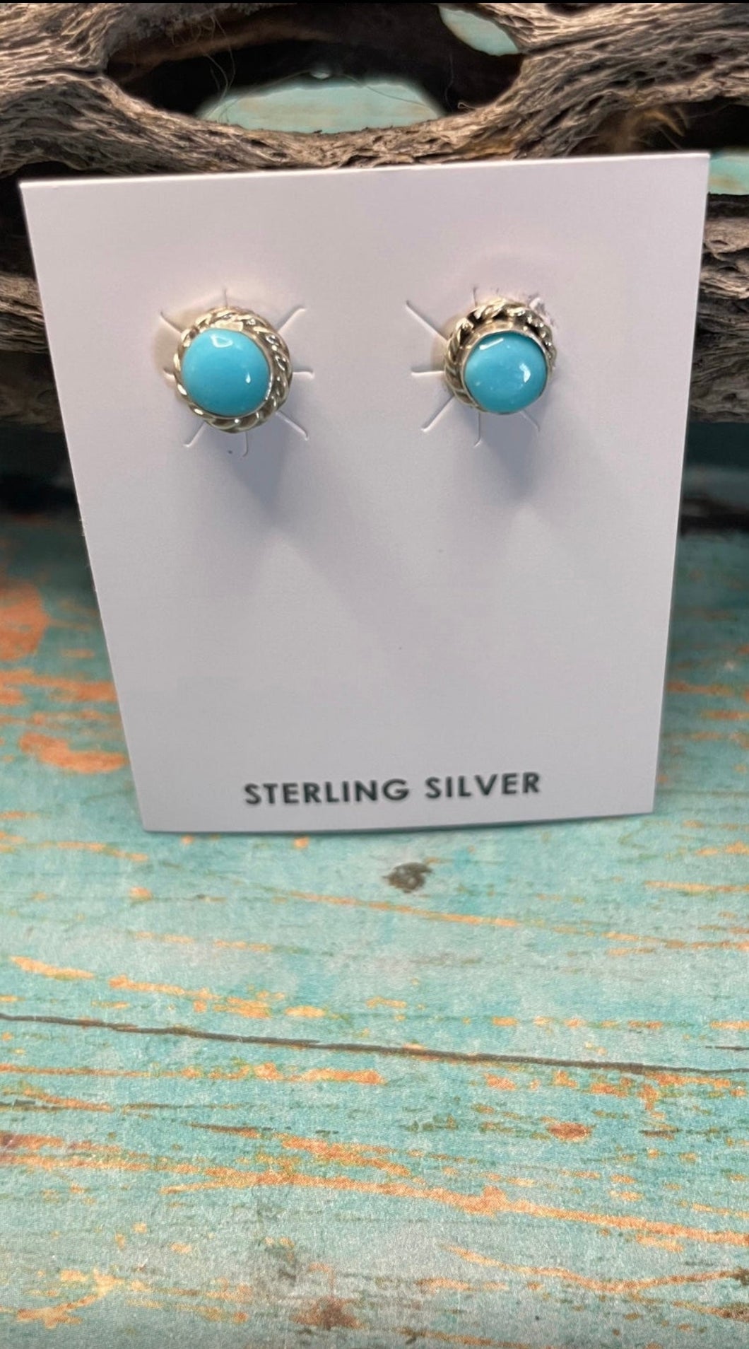 Beautiful Navajo Turquoise And Sterling Silver Studs