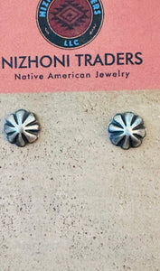 Navajo Sterling Silver Concho Stud Earrings