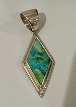 Load image into Gallery viewer, Turquoise &amp; Sterling Silver Diamond shape Pendant