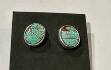 Load image into Gallery viewer, Turquoise &amp; Sterling Silver Small Oval Stud Earrings