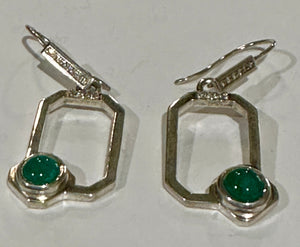 Colombian Emerald Earrings in Sterling Silver dangles 1ct