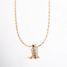 Load image into Gallery viewer, *AUTHENTIC* 18K Gold Plated Cowboy Boot with Spur Pendant Necklace (Gold or Silver)