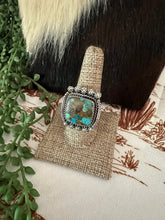 Load image into Gallery viewer, Handmade Sterling Silver &amp; Natural Royston Turquoise Adjustable Ring Signed Nizhoni