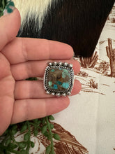 Load image into Gallery viewer, Handmade Sterling Silver &amp; Natural Royston Turquoise Adjustable Ring Signed Nizhoni