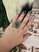 Load image into Gallery viewer, Handmade Sterling Silver &amp; Natural Royston Turquoise Adjustable Ring Signed Nizhoni