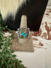 Load image into Gallery viewer, Handmade Sterling Silver &amp; Natural Royston Turquoise Adjustable Ring Signed Nizhoni