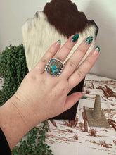 Load image into Gallery viewer, Handmade Sterling Silver &amp; Natural Royston Turquoise Adjustable Ring Signed Nizhoni