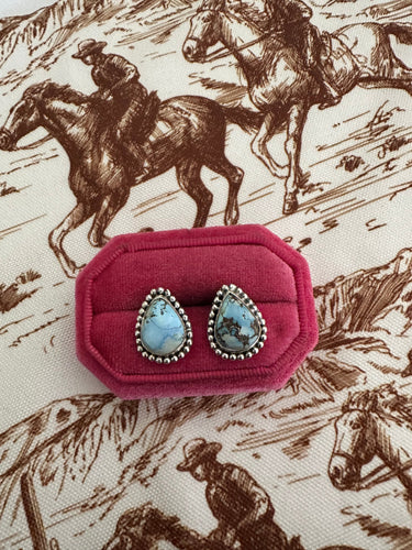 Nizhoni Handmade Natural Golden Hills Turquoise & Sterling Silver Post Earrings