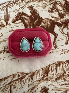 Nizhoni Handmade Natural Golden Hills Turquoise & Sterling Silver Post Earrings