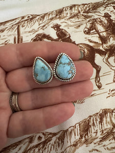 Nizhoni Handmade Natural Golden Hills Turquoise & Sterling Silver Post Earrings