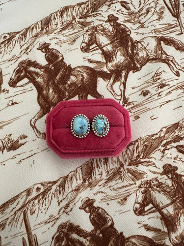 Nizhoni Handmade Natural Golden Hills Turquoise & Sterling Silver Post Earrings