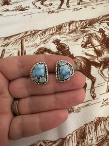 Nizhoni Handmade Natural Golden Hills Turquoise & Sterling Silver Post Earrings