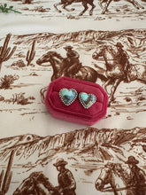 Load image into Gallery viewer, Nizhoni Handmade Natural Golden Hills Turquoise &amp; Sterling Silver Post Heart Earrings