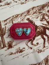 Load image into Gallery viewer, Nizhoni Handmade Natural Golden Hills Turquoise &amp; Sterling Silver Post Heart Earrings