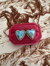 Load image into Gallery viewer, Nizhoni Handmade Natural Golden Hills Turquoise &amp; Sterling Silver Post Heart Earrings